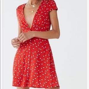 Floral Red Button-Down Dress
